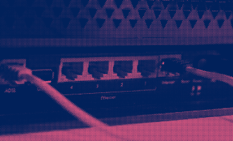 MikroTik logo on a dark background with a red restricted-access symbol.