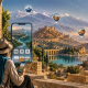 Traveler using a smartphone as digital routes connect tourism destinations across Iran